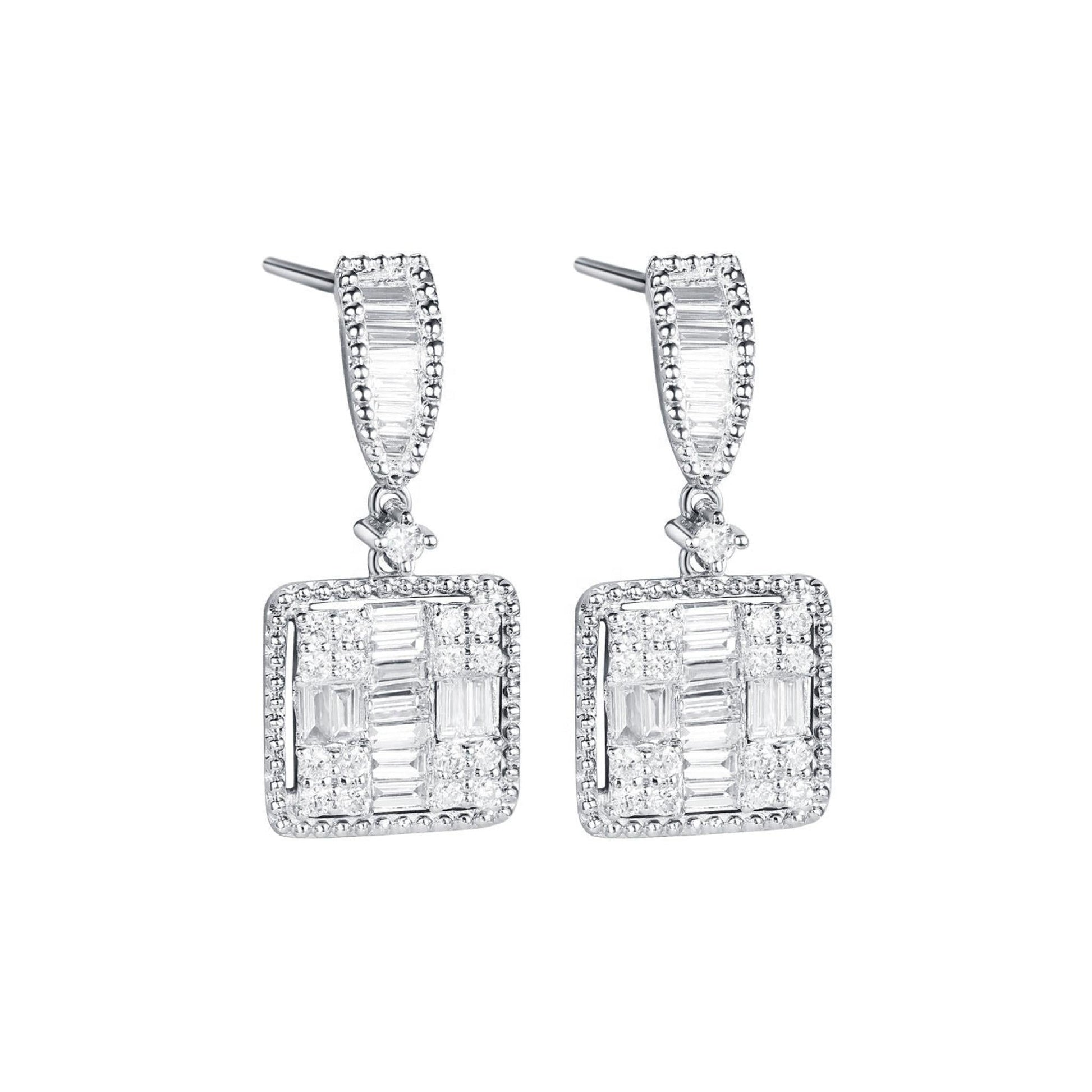 Iced Out Diamond Square Cut Bling Earring-Dazzledvenus