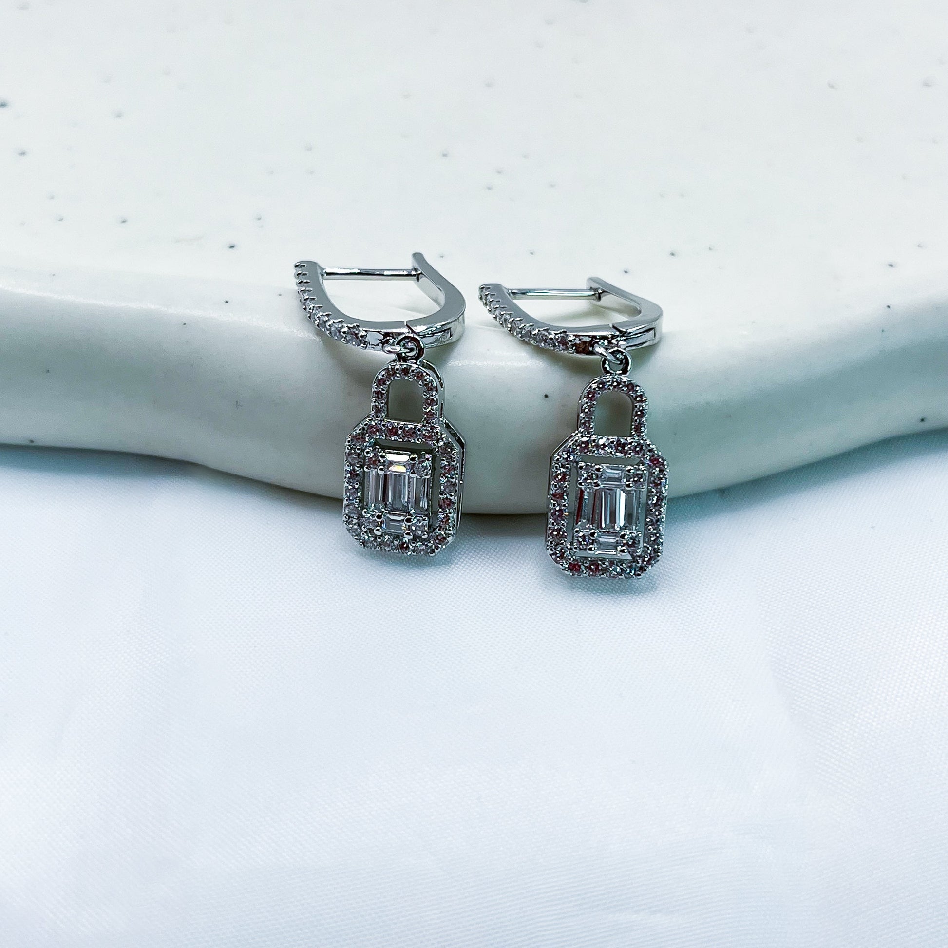 Iced Out Square Cut Bling Drop Earring-Dazzledvenus