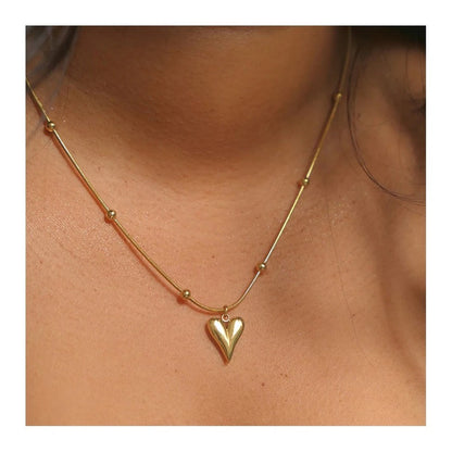Love Heart Charm Pendant Necklace-Dazzledvenus