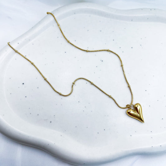 Love Heart Charm Pendant Necklace-Dazzledvenus