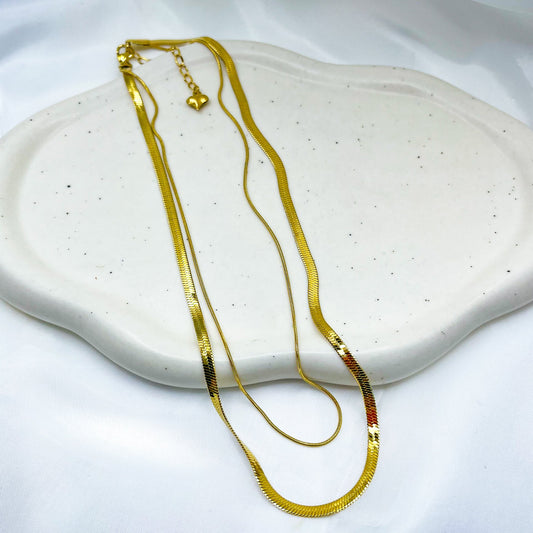 Multi Layered Minimalist Herringbone Necklace-Dazzledvenus
