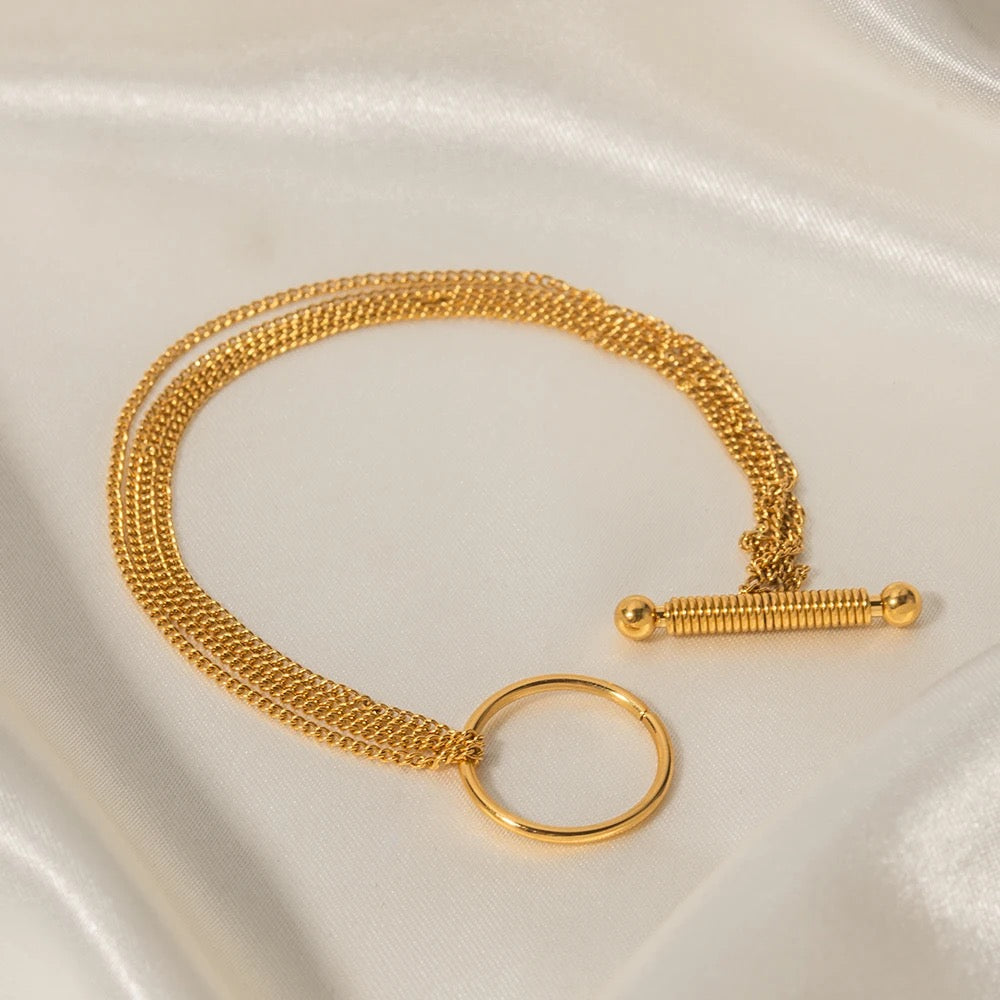 OT Buckle Multi Chain Bracelet-Dazzledvenus