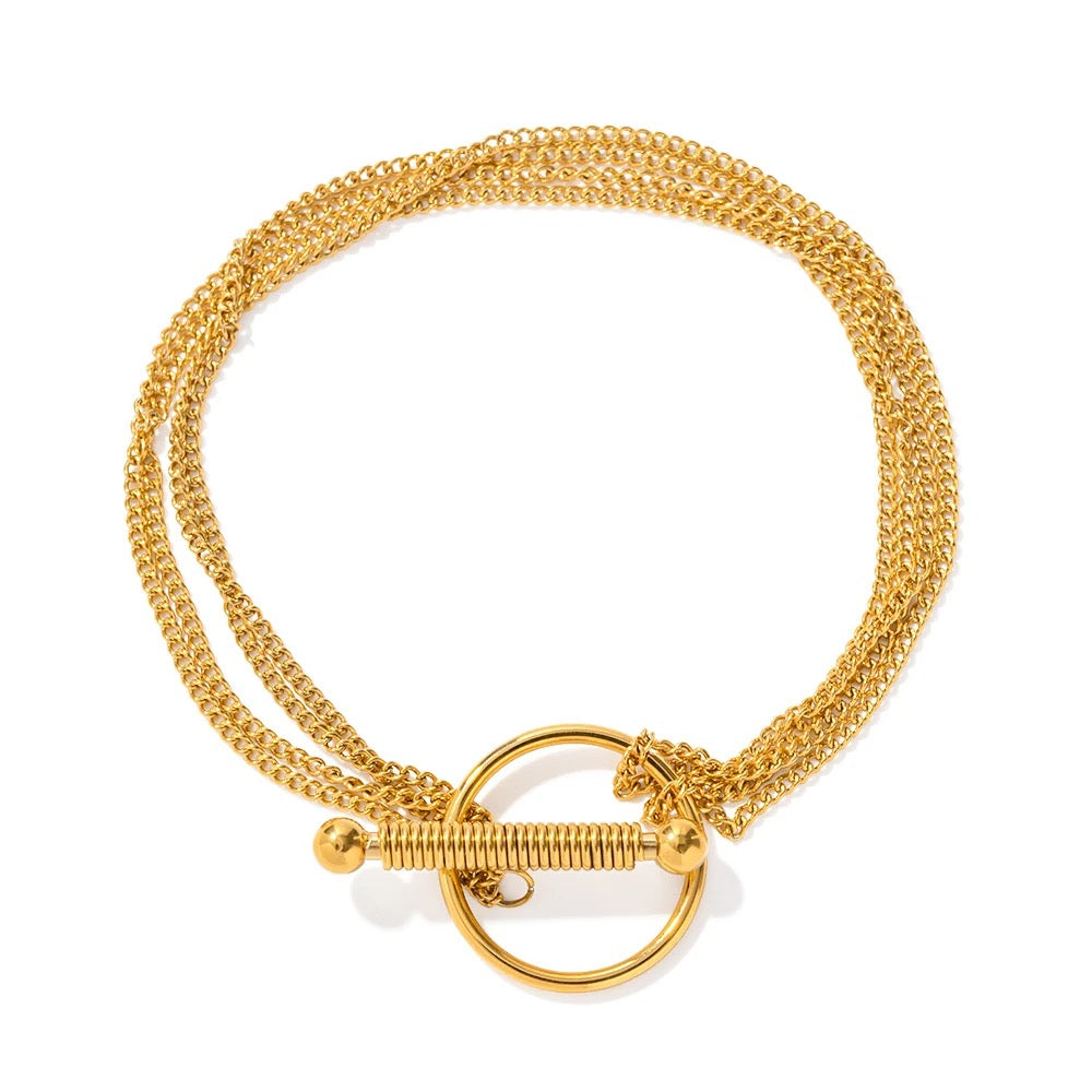 OT Buckle Multi Chain Bracelet-Dazzledvenus