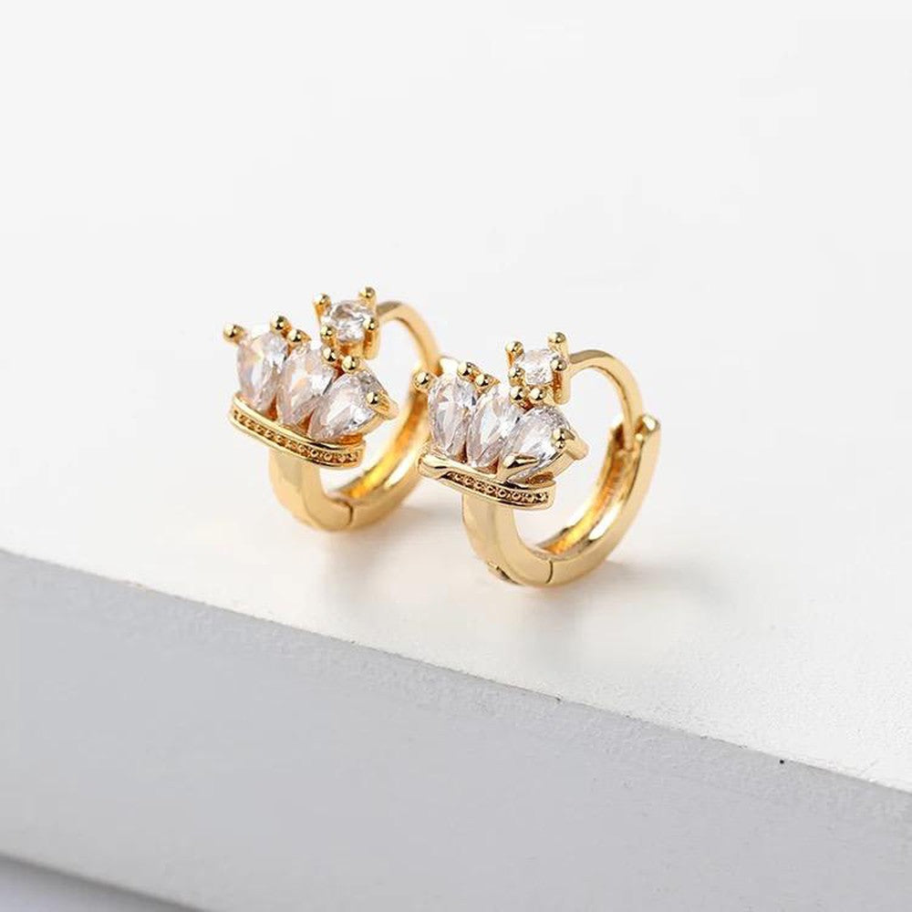 Queen Crown Huggie Earring-Dazzledvenus