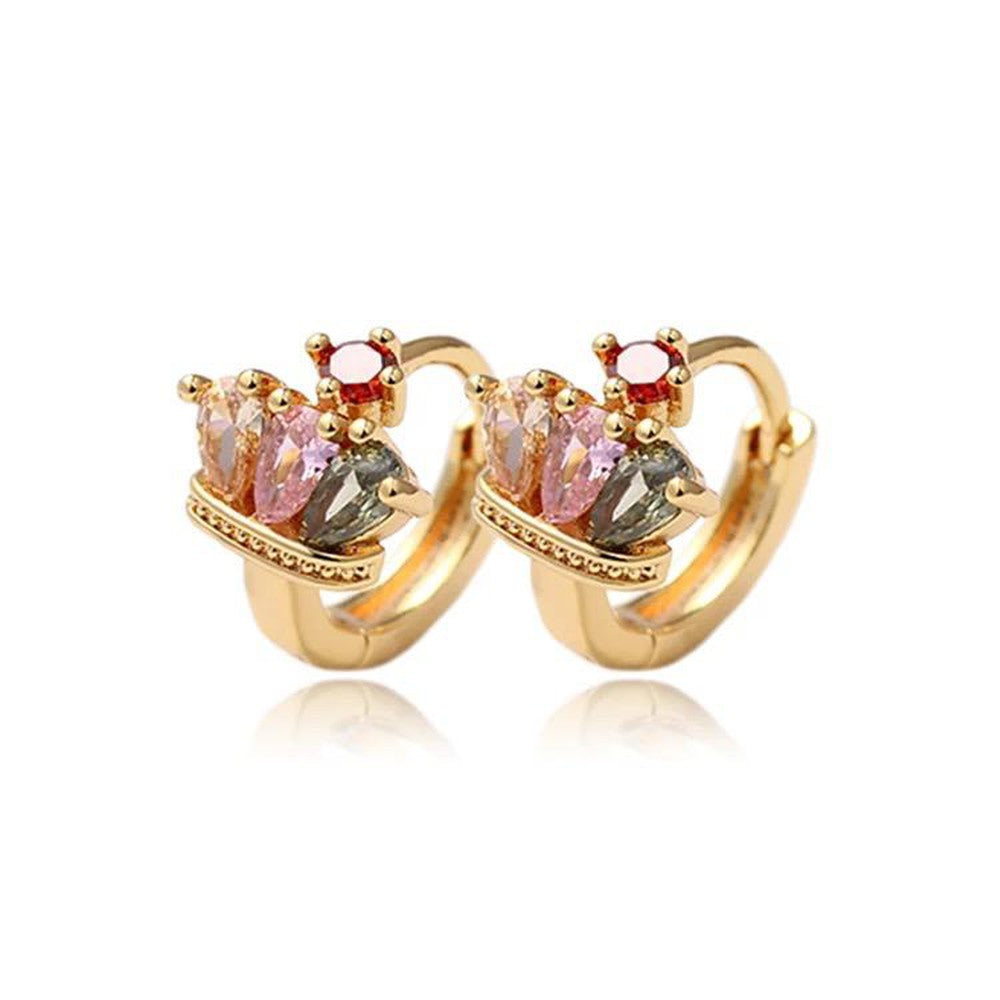 Queen Crown Huggie Earring-Multi-Dazzledvenus