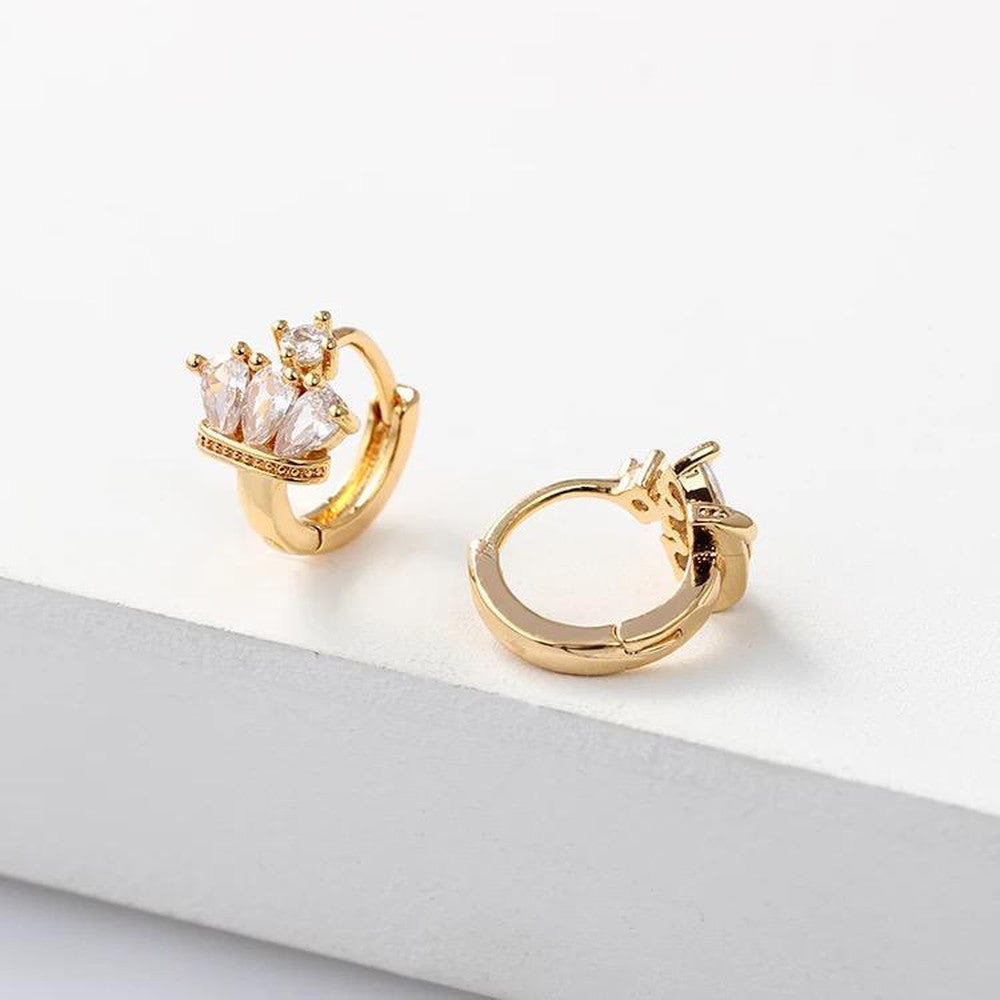 Queen Crown Huggie Earring-Silver-Dazzledvenus