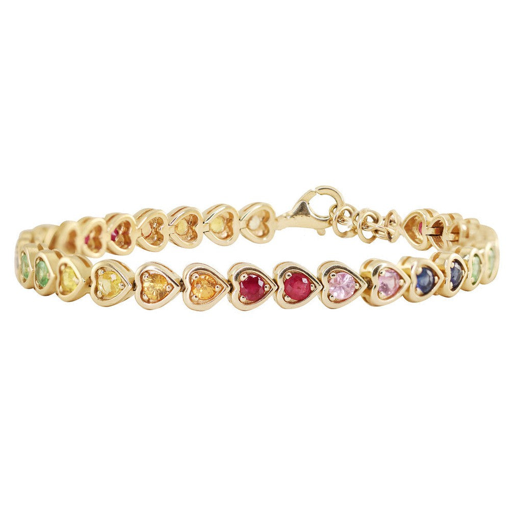 Rainbow Multi Colours Heart Bezel Bracelet-Dazzledvenus