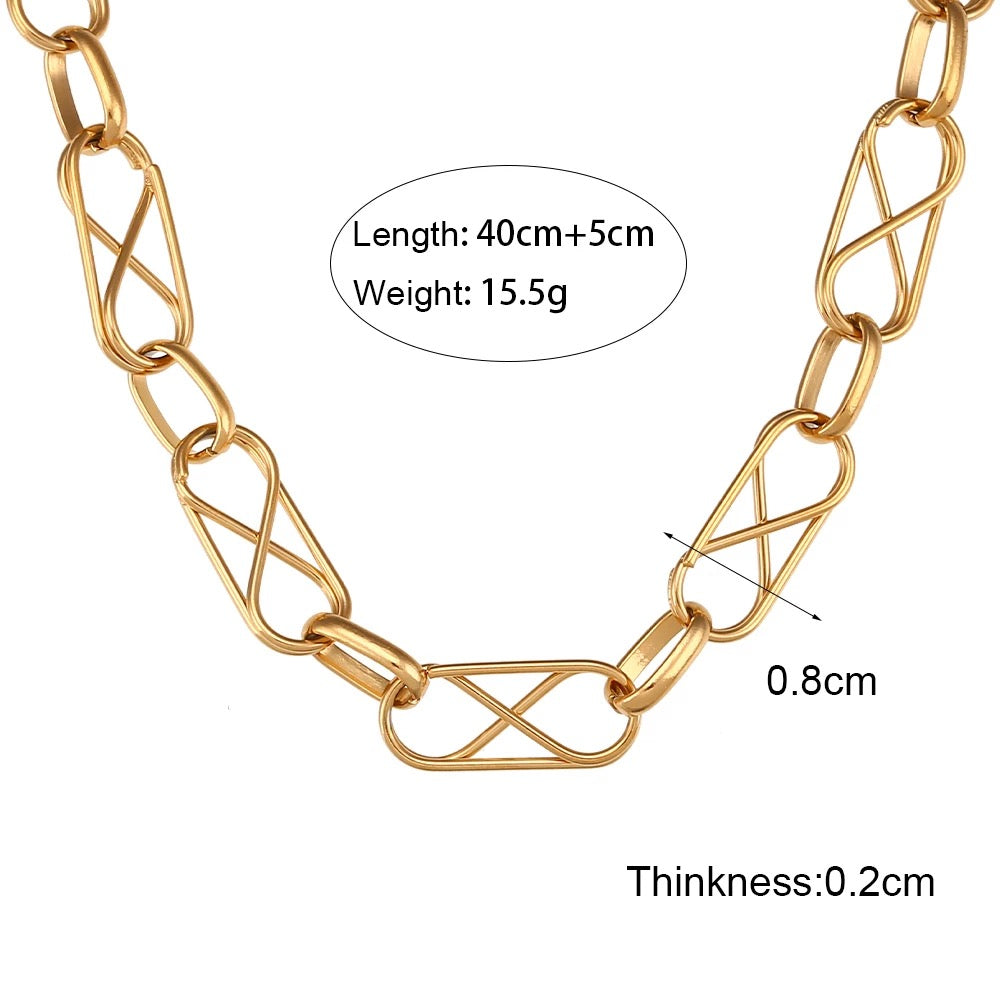 Rectangular Cross Geometric Links Necklace-Dazzledvenus