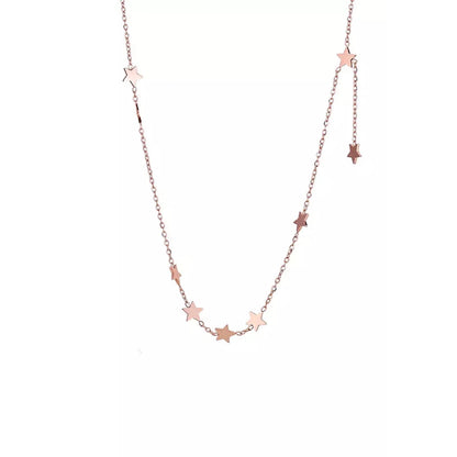 Shooting Stars Delicate Two Chains Necklace-Rose Gold-Dazzledvenus