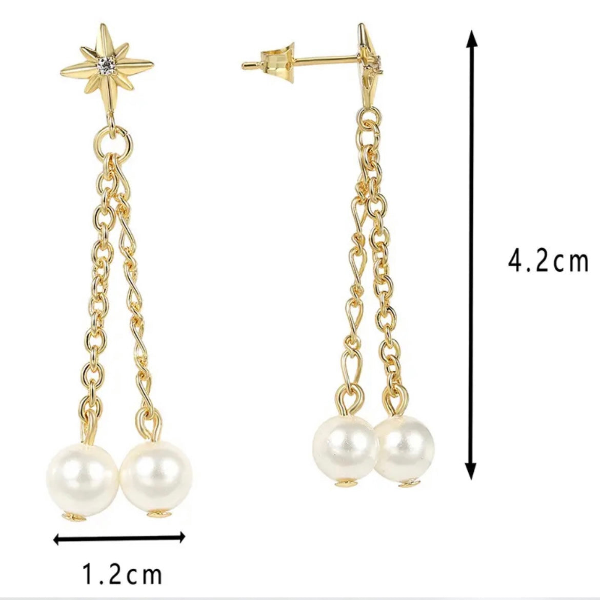 Starburst Pearl Tassels Delicate Chain Earrings-Dazzledvenus
