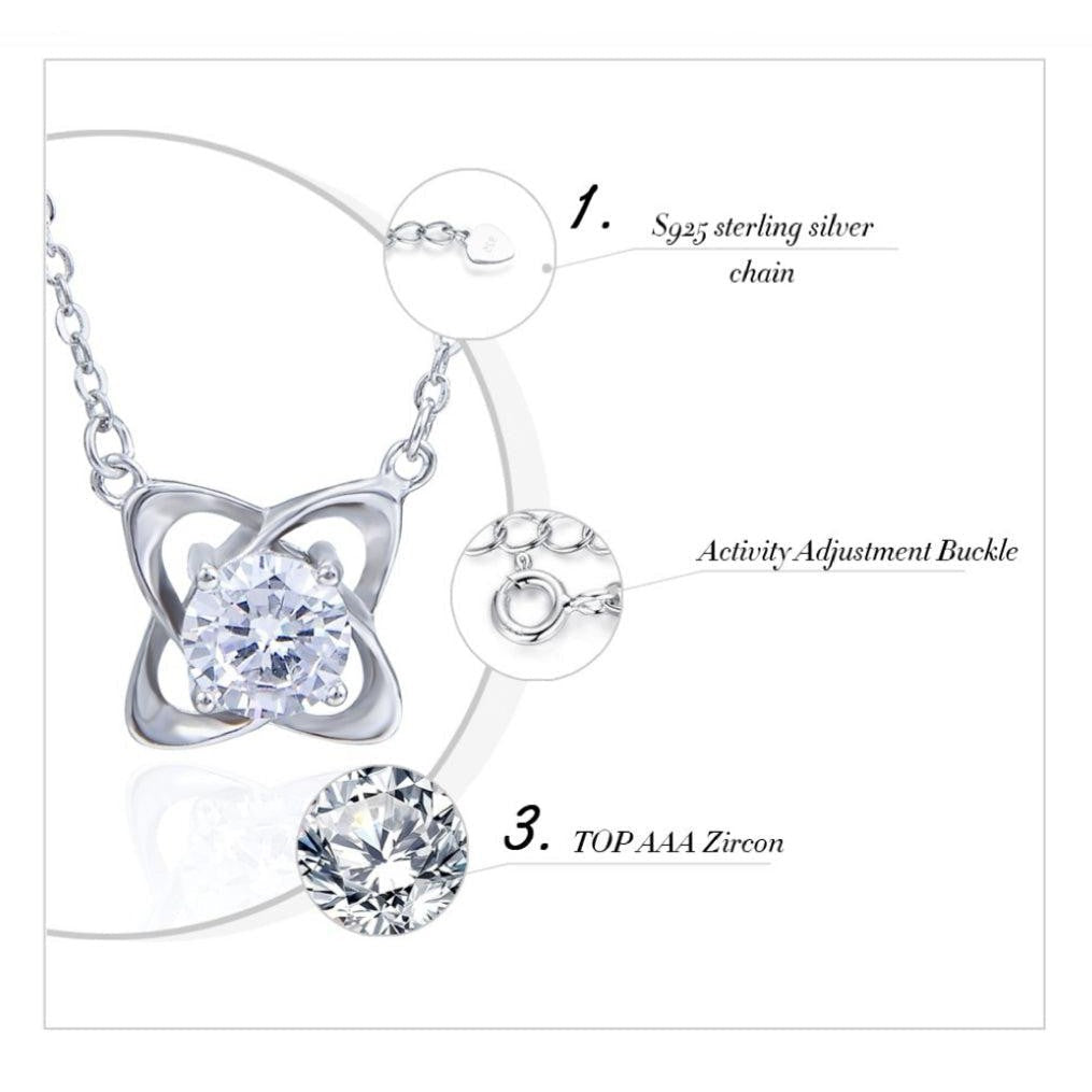 Sterling Silver Delicate Clover Charm Necklace-Silver-Dazzledvenus