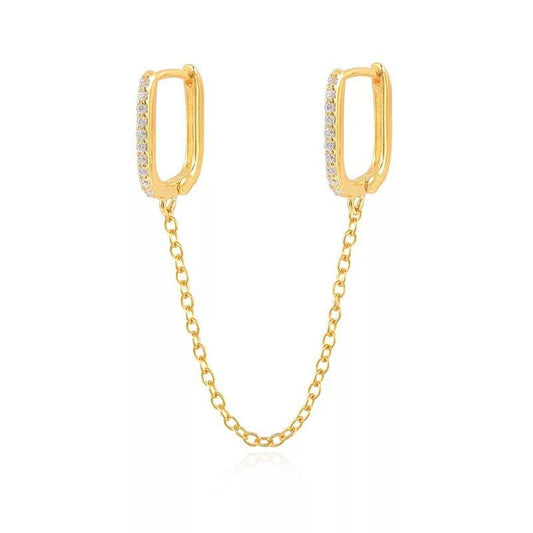 Tassel Chain Diamond Huggie Earring--Dazzledvenus
