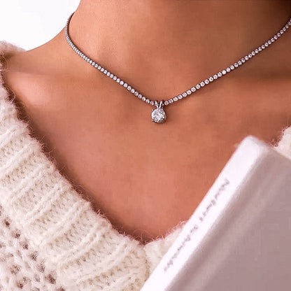 Tennis Pendant Bling Necklace-Dazzledvenus