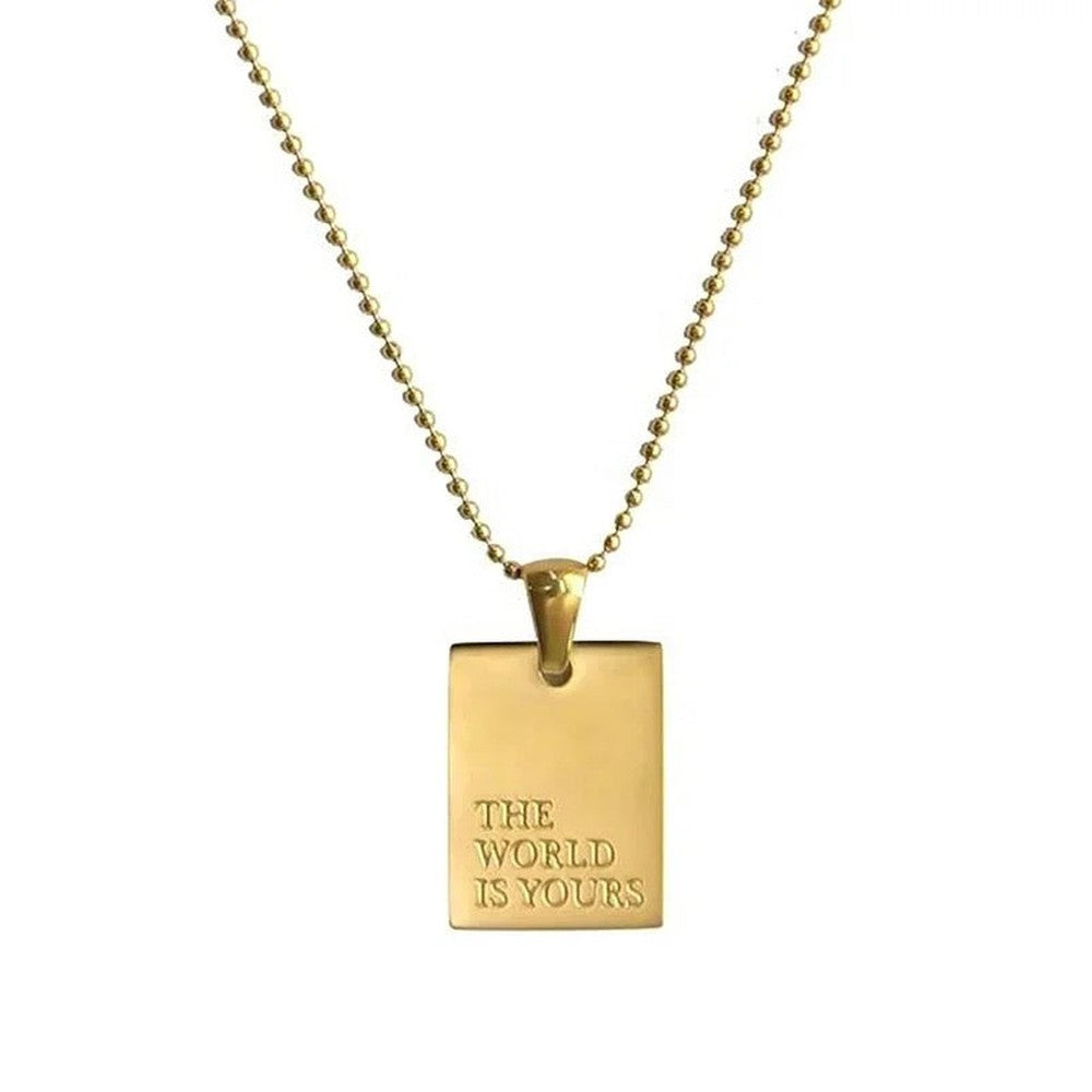 The World Is Yours Engraved Necklace-Dazzledvenus