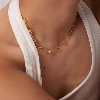 Tiny Star Charms Minimal Choker Necklace-Dazzledvenus