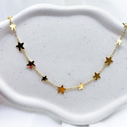 Tiny Star Charms Minimal Choker Necklace-Dazzledvenus