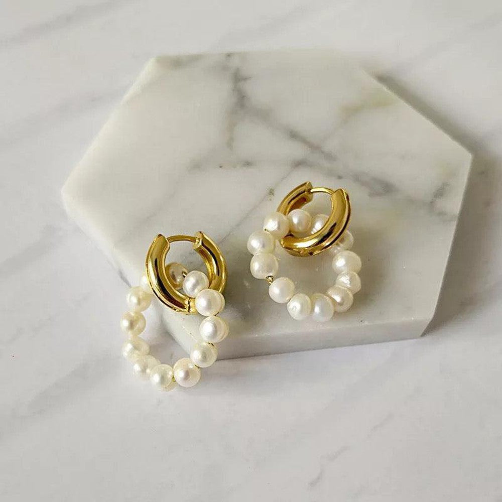 Boho Pearl Hoop Earring--Dazzledvenus