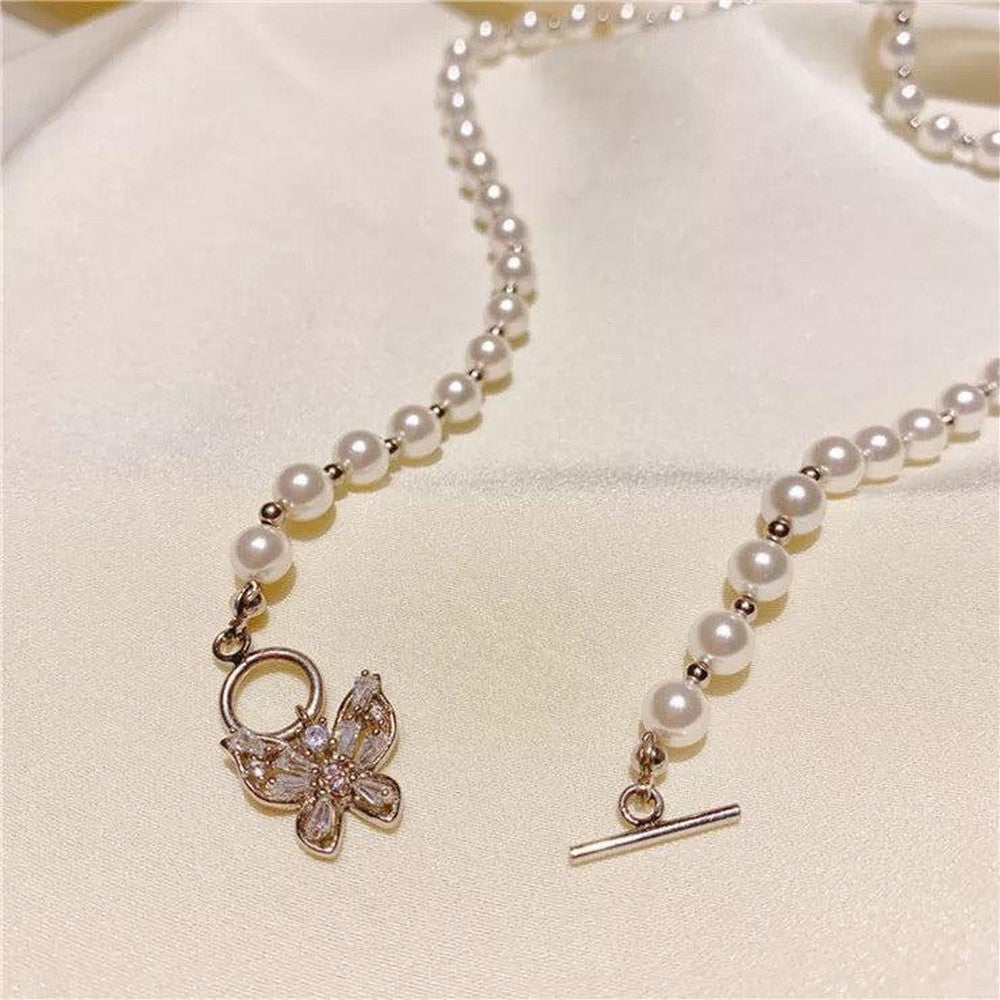 Pearl Affair Toggle Necklace-Gold-DazzledVenus