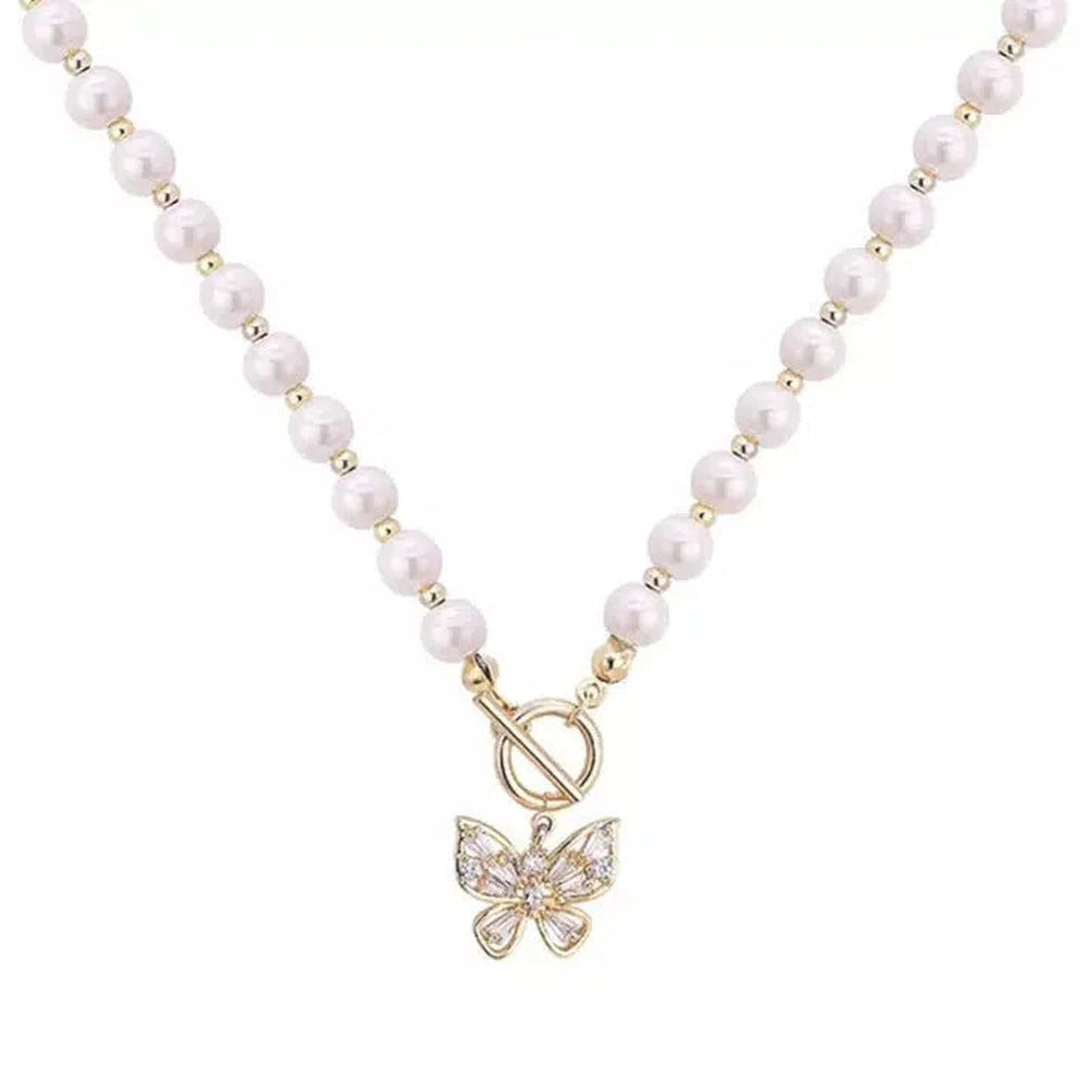 Pearl Affair Toggle Necklace-Gold-DazzledVenus