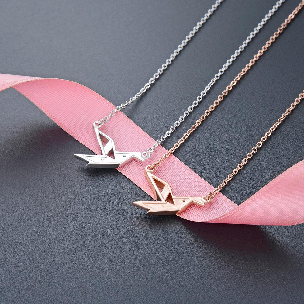 Thousand Origami Crane Necklace-Silver-DazzledVenus